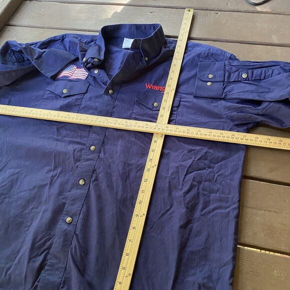 Vintage Wrangler Button Up Western Shirt USA Flag Mens Size XXL 2XL Cotton - Picture 6 of 7
